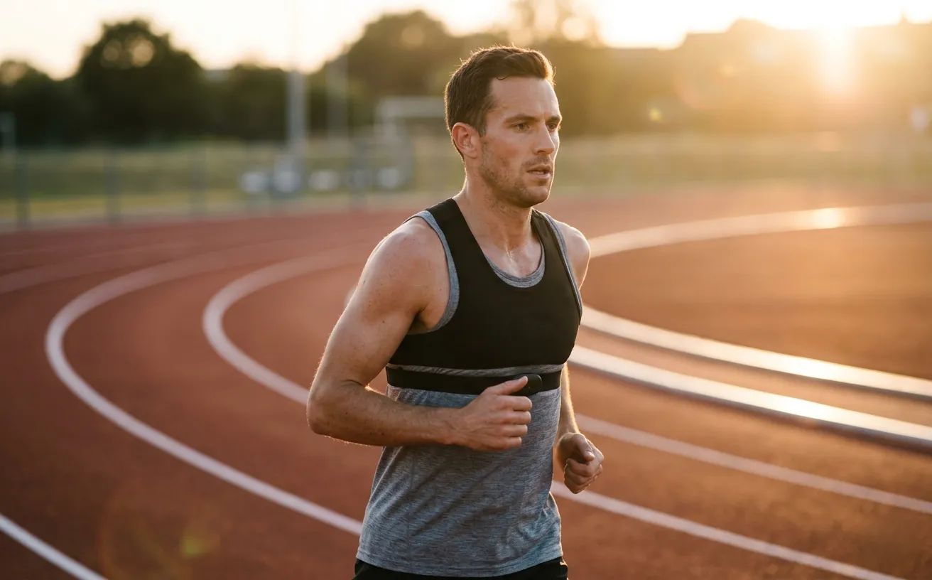 Athlete wearing a GPS load-tracking vest during training-load monitoring